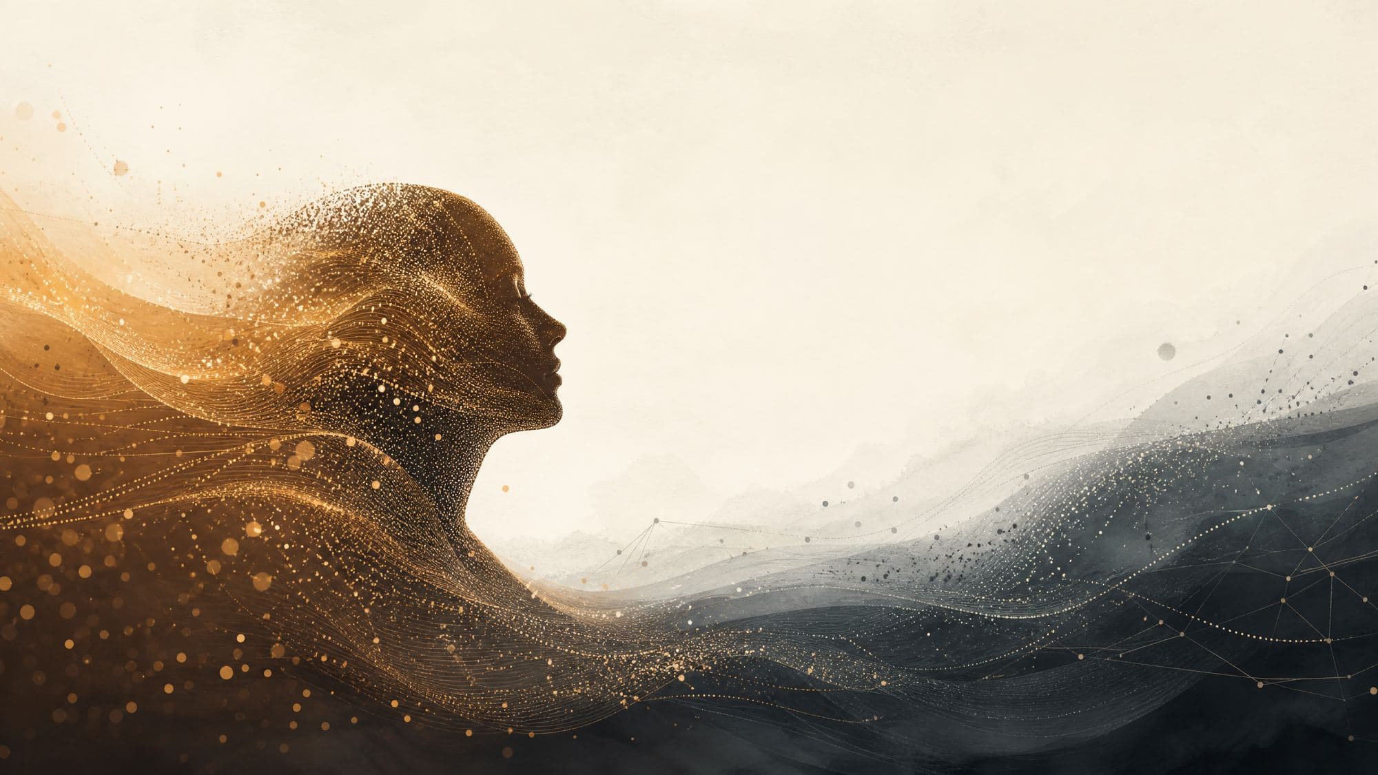 Abstract visualization representing AI analyzing media narratives across multiple channels
